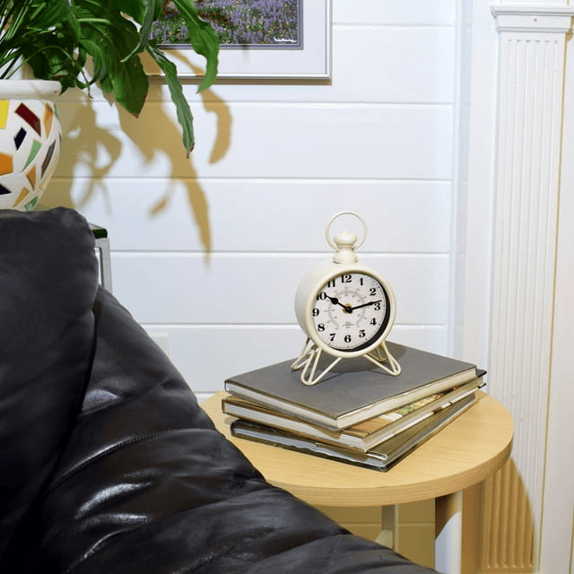 Westclox Vintage White Metal QA Analog Table Clock: Timeless Elegance