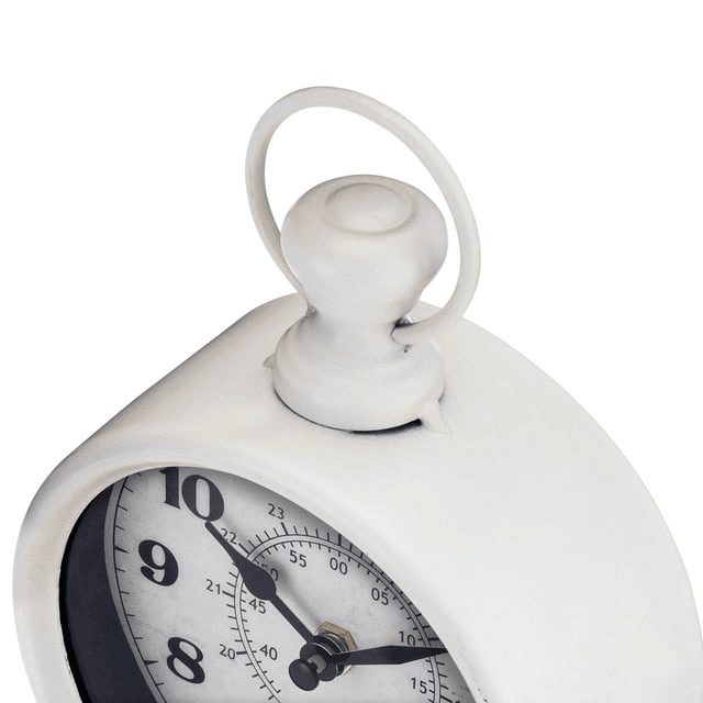 Westclox Vintage White Metal QA Analog Table Clock: Timeless Elegance