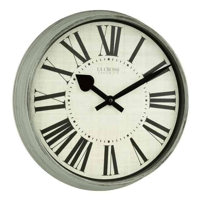 La Crosse Clock 404-3036G 14 inch Sage Grove Quartz Analog Wall Clock