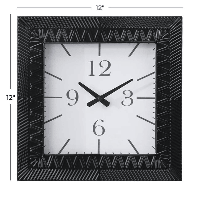 DecMode 12" Black Metal Wall Clock