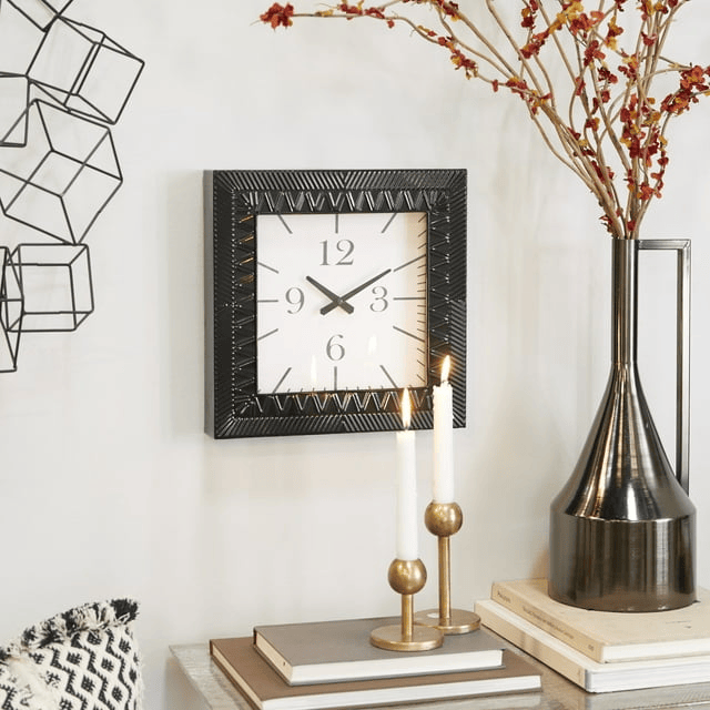 DecMode 12" Black Metal Wall Clock