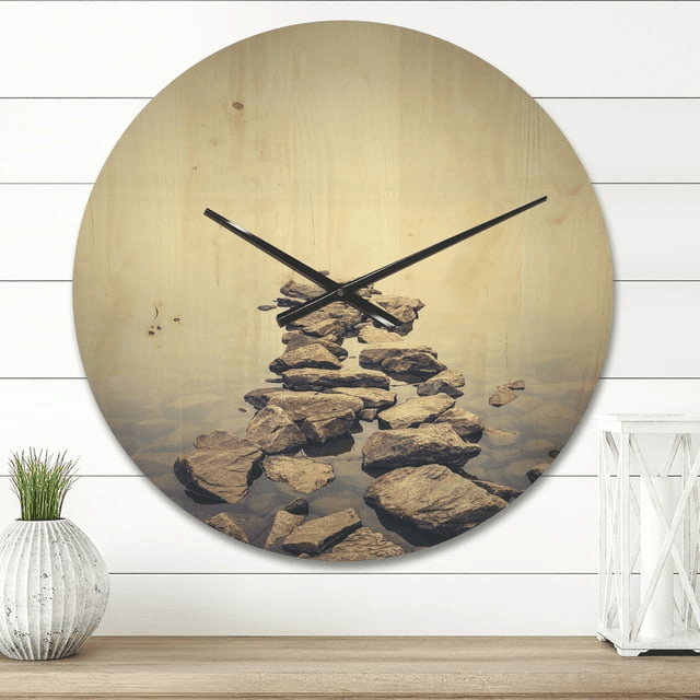 Designart 'Ukraine Minimalist Misty Lake landscape ' Modern Wood Wall Clock(Size 16" x 16")