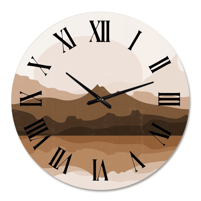 Designart 'Minimalist Terracotta Landscape' Modern Wall Clock(Size 36" x 36")