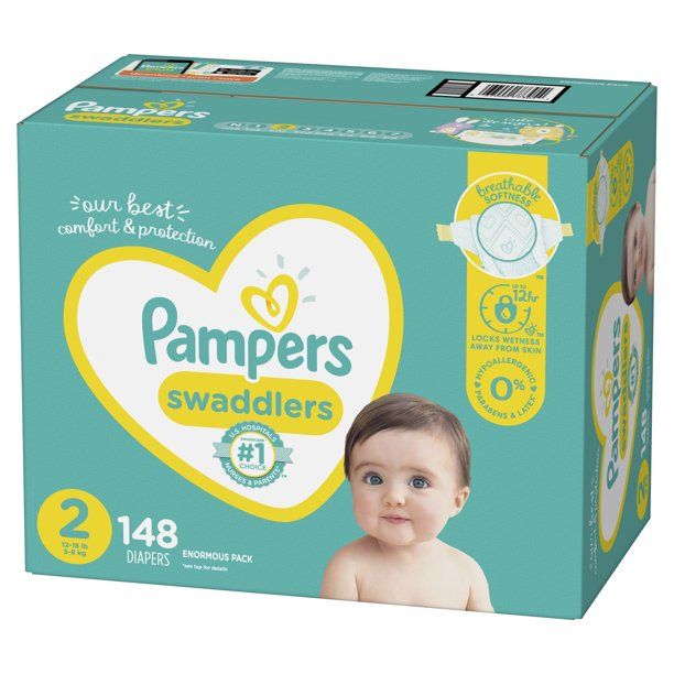 Pampers Swaddlers Hypoallergenic Soft Diapers - Size 2, 148 Count