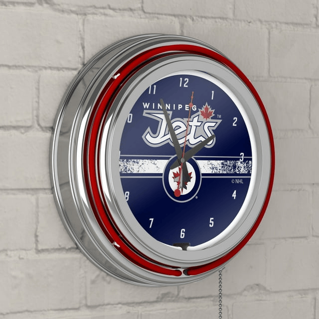 NHL Chrome Double Rung Neon Clock - Winnipeg Jets?