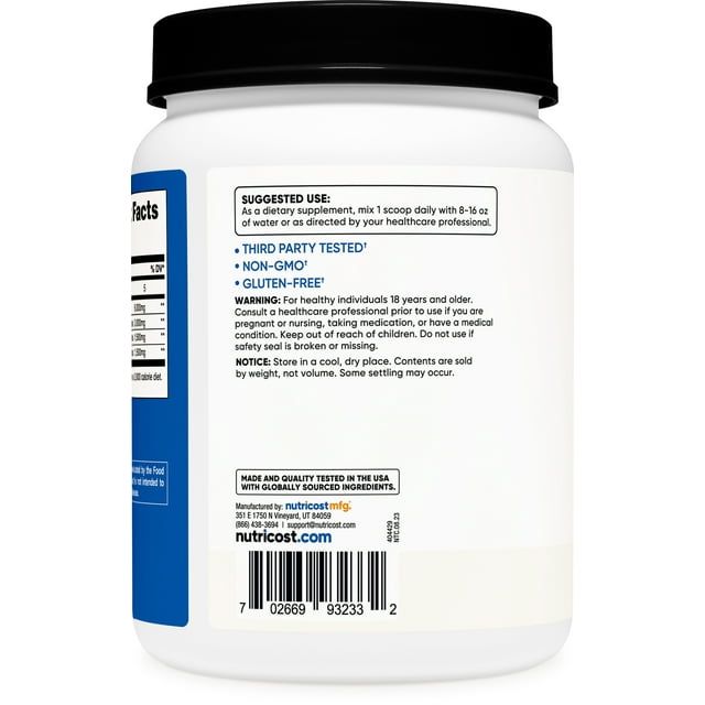 Nutricost BCAA Powder 2:1:1 (Unflavored) 150 Servings- Amino Acid Supplement