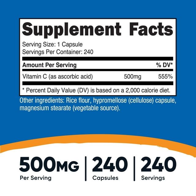 Nutricost Vitamin C 500mg, 240 Capsules, Vegetarian, Gluten Free & Non-GMO