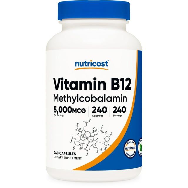 Nutricost Vitamin B12 (Methylcobalamin) 5000mcg, 240 Capsules - Non-GMO & Gluten Free