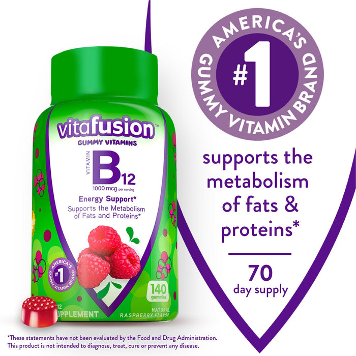 Vitafusion Vitamin B12 Gummy Vitamins; Raspberry Flavored; 140 Count