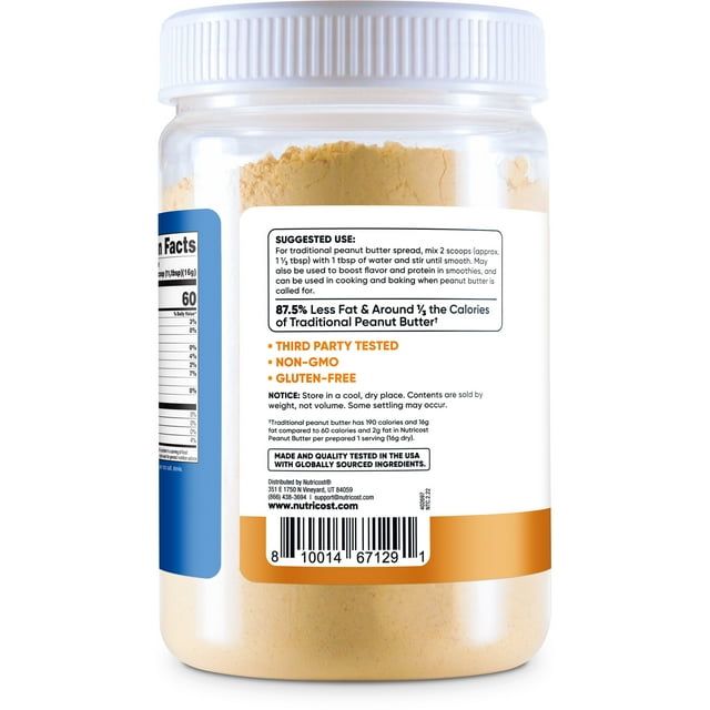 Nutricost Peanut Butter Powder - No Sugar Added (12.6 oz) - Non-GMO Supplement