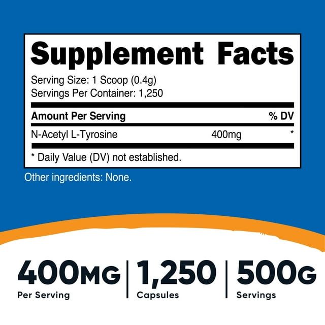 Nutricost N-Acetyl L-Tyrosine (NALT) Powder 500 Grams - Non-GMO Supplement