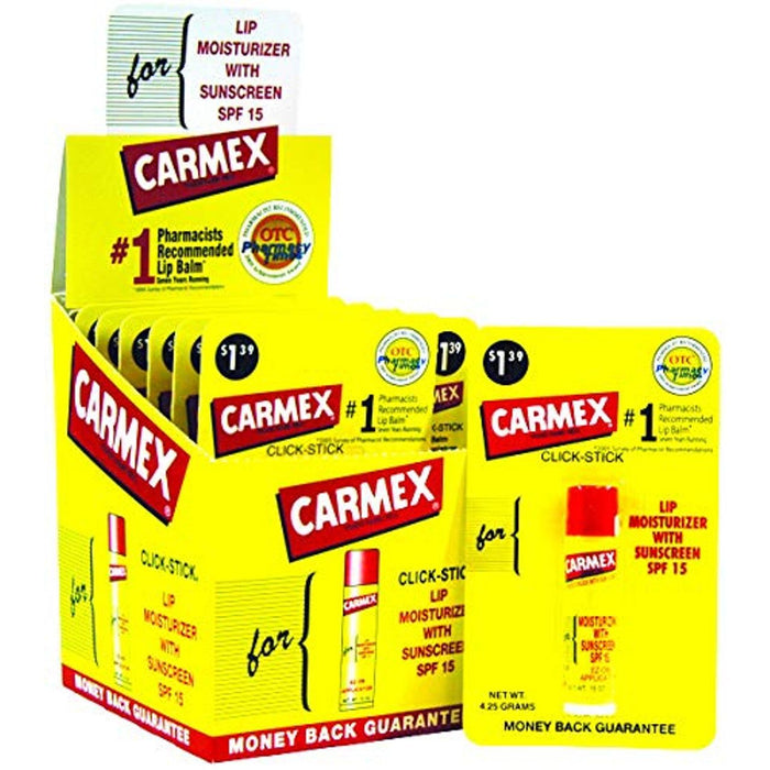 Carmex Classic Medicated Lip Balm Stick, Original, SPF 15, 0.15 Oz