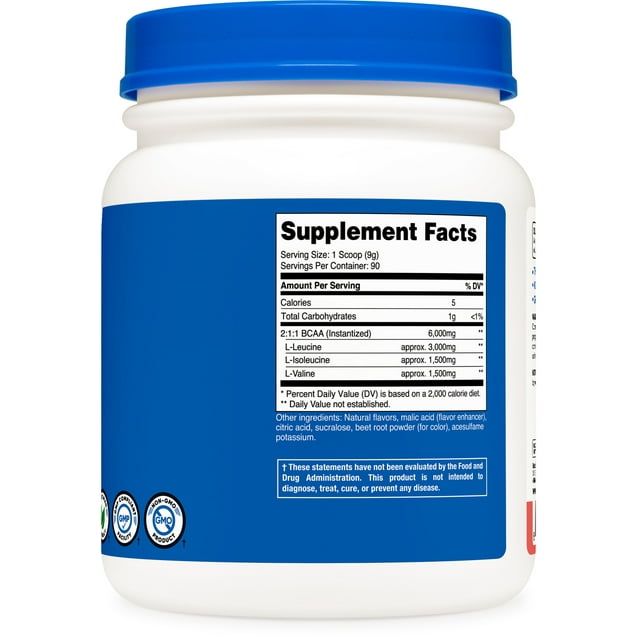 Nutricost BCAA Powder- 2:1:1 (Watermelon) 90 Servings - Amino Acid Supplement