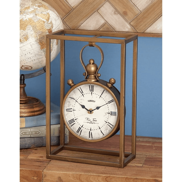 DecMode 13" Bronze Metal Standing Stopwatch Clock