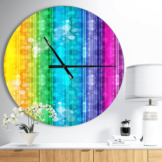 Designart 'Rainbow Effects Illustration ' Modern wall clock(Size 23" x 23")