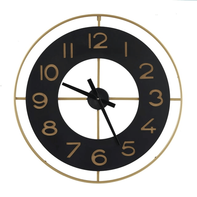 DecMode 28" Gold Metal Wall Clock with Gold accents