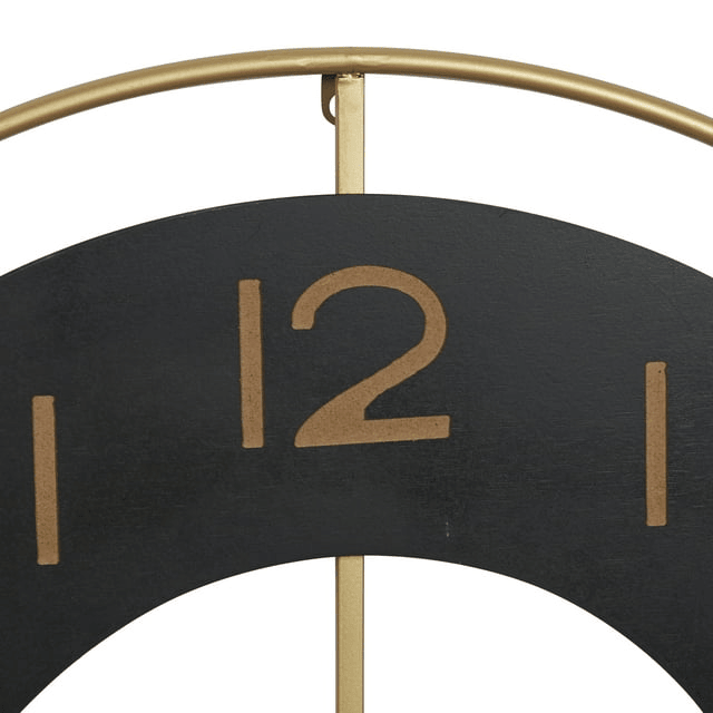 DecMode 28" Gold Metal Wall Clock with Gold accents