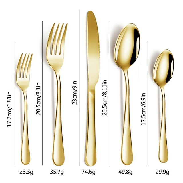 Golden Silverware Set 20 Pieces Stainless Steel Flatware Set, Kitchen Utensil Set Service for 5, Tableware Cutlery Set for Home & Restaurant, Dishwasher Safe