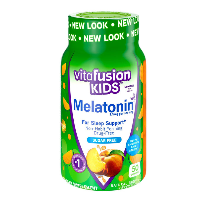 Vitafusion Kids Melatonin Gummy; Tropical Peach Flavored; Sleep Support Supplements; 50 Count