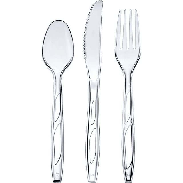 Comfy Package Premium Plastic Silverware Heavy Duty Disposable Cutlery Set, 192-Pack Clear