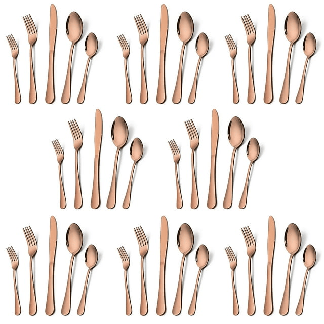 Vesteel 40 Piece Copper Silverware Flatware Set for 8, Stainless Steel Eating Utensils Cutlery Tableware Includes Knives/Spoons/Forks