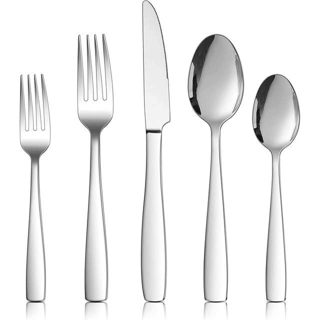 Vesteel 18/10 Stainless Steel Silverware Set, 60-Piece Fancy Flatware Cutlery Set for 12, Heavy Duty Eating Utensils Tableware Set for Home Restaurant Wedding, Mirror Polished, Dishwasher Safe