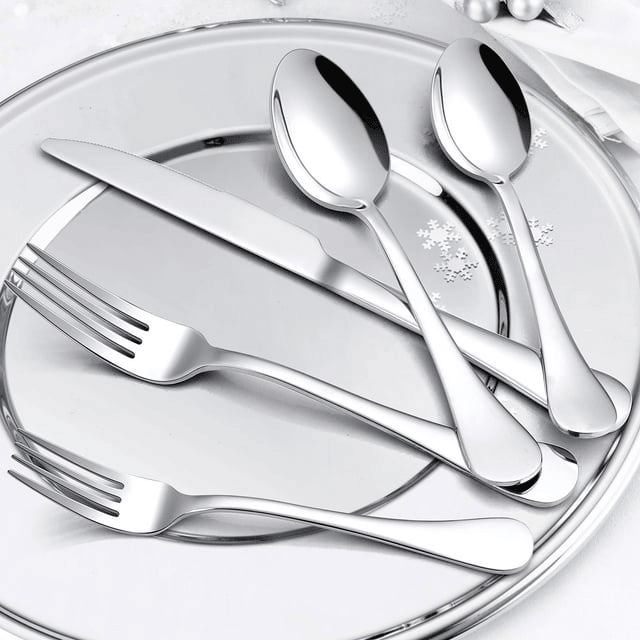 20 Piece Silverware Set, Stainless Steel Flatware Set, Mirror Polished Cutlery Utensil Set Include Knife Fork Spoon Service for 4, Tableware Sets for Home, Kitchen Silverware Set, Dishwasher Safe