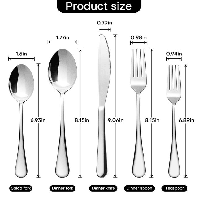 Lovote Flatware Set 45 Pieces Stainless Steel Silverware Sets, Utensils Set Service for 9, Tableware Cutlery Set for Home and Restaurant Including Salad Fork, Dinner Fork, Knife, Spoon, and Teaspoon