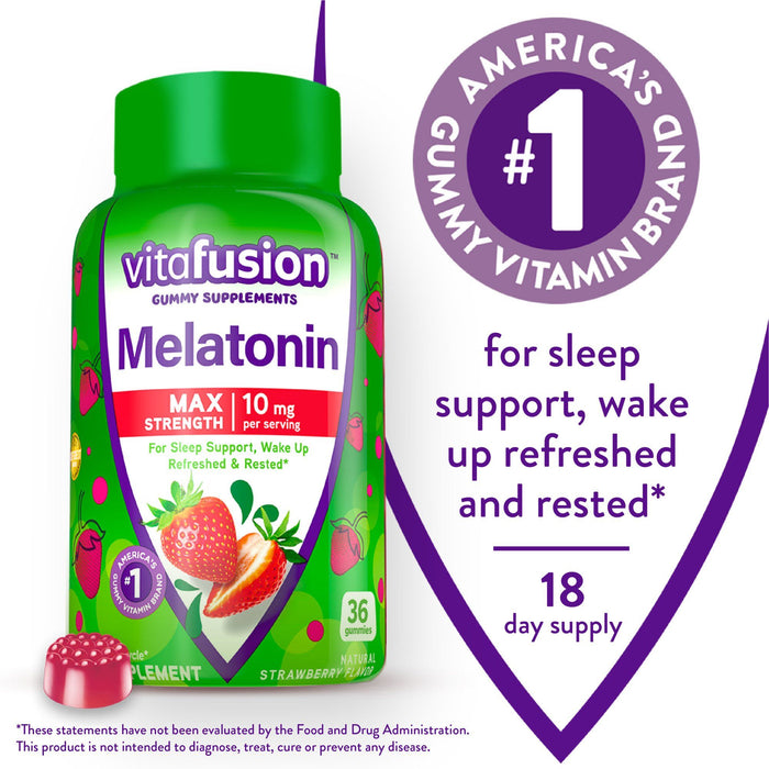 Vitafusion Max Strength Melatonin Gummy Supplements; Strawberry; 100 Count