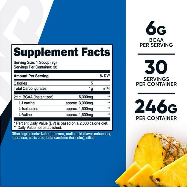 Nutricost BCAA Powder - 2:1:1, (Pineapple) 30 Servings, Amino Acids Supplement