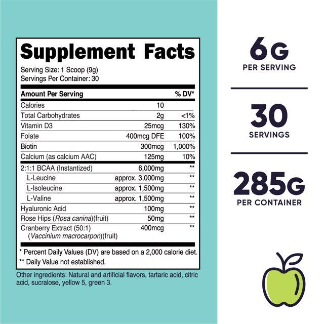 Nutricost BCAA for Women Supplement, Green Apple, 30 Servings