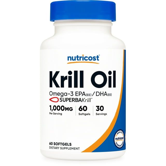 Nutricost Krill Oil 1000mg, 60 Softgels - Omega-3 EPA-DHA Krill Oil Supplement, with Superbakrill