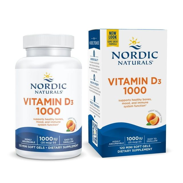 Nordic Naturals Vitamin D3 Softgels, 1000 IU, Supports Healthy Bones 120 Ct