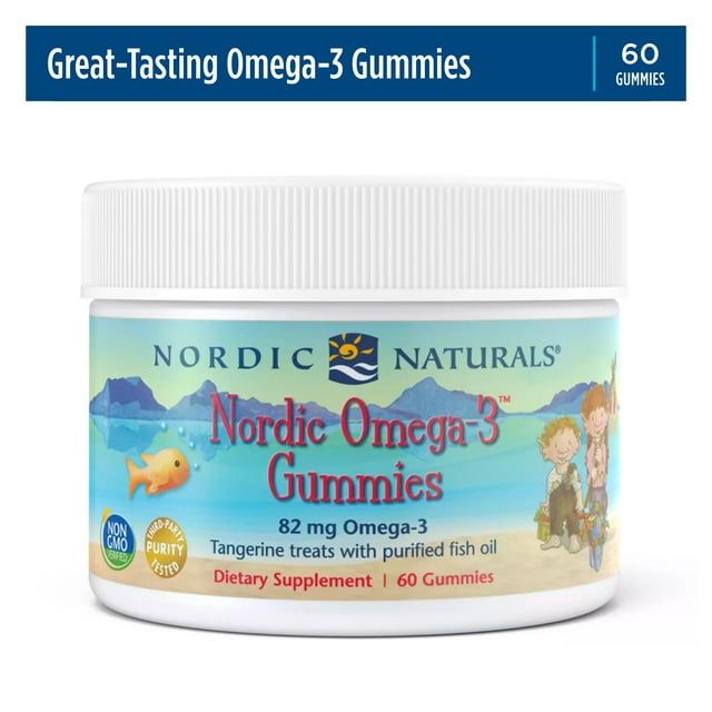 Nordic Naturals Nordic Omega-3 Gummies for Kids, Tangerine, 82 Mg, 60 Ct