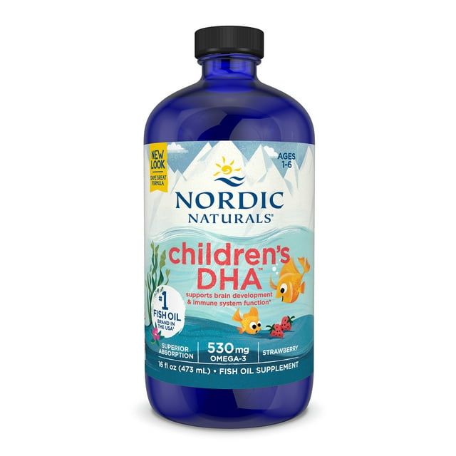 Nordic Naturals Children's DHA Liquid, 530 Mg, Strawberry, Fish Oil, 16 Oz