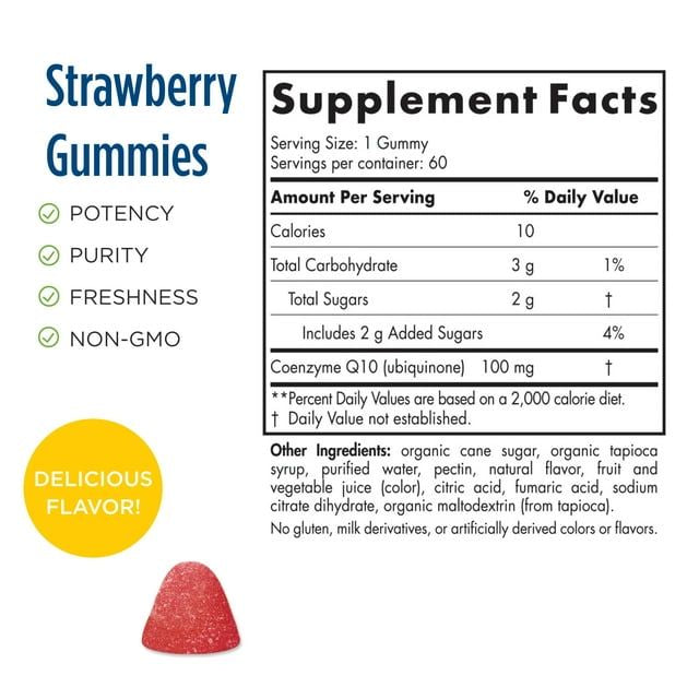 Nordic Naturals CoQ10 Gummies, 100 Mg, Great Taste, Non-GMO, Vegan, 60 Ct