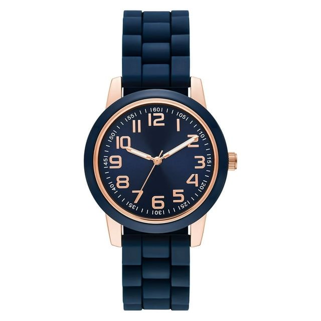 Time and Tru Women's Navy Bezel Watch with Silicone Strap