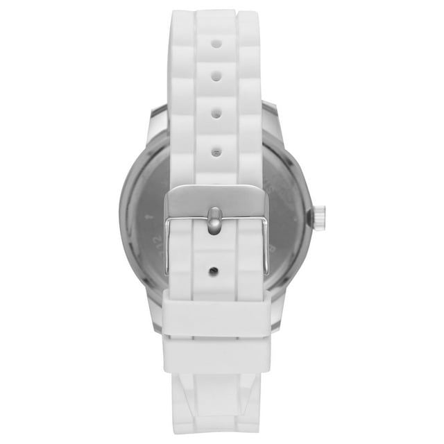 Time and Tru Women's White Bezel Watch with Silicone Strap