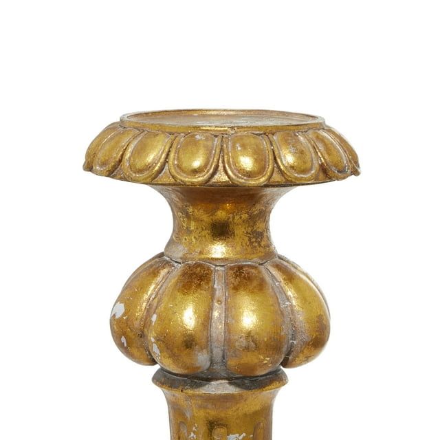 DecMode Gold Polystone Tall Standing Candle Holder