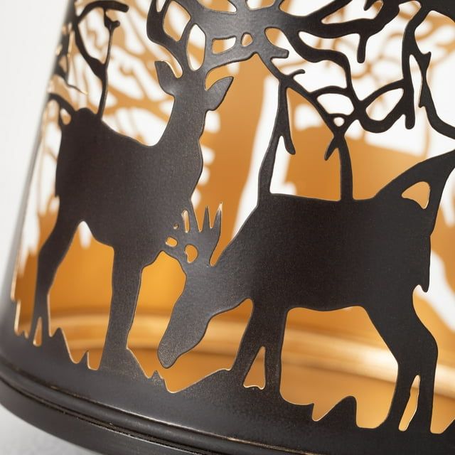 Sullivans Deer Lantern Brown 15"H Metal