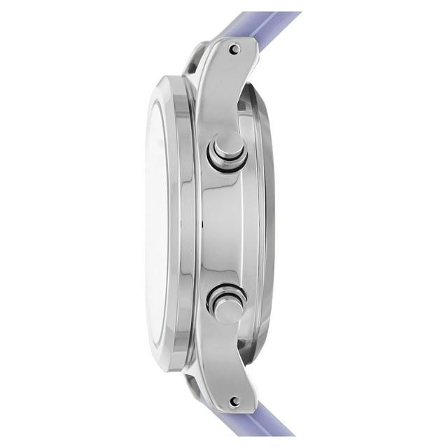 Time and Tru Women's Silver Tone Digital Watch with Lavender Silicone Strap