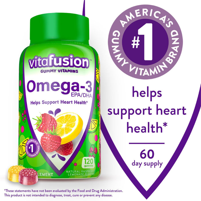 Vitafusion Omega-3 Gummy Vitamins; Berry Lemonade Flavor; 120 Count