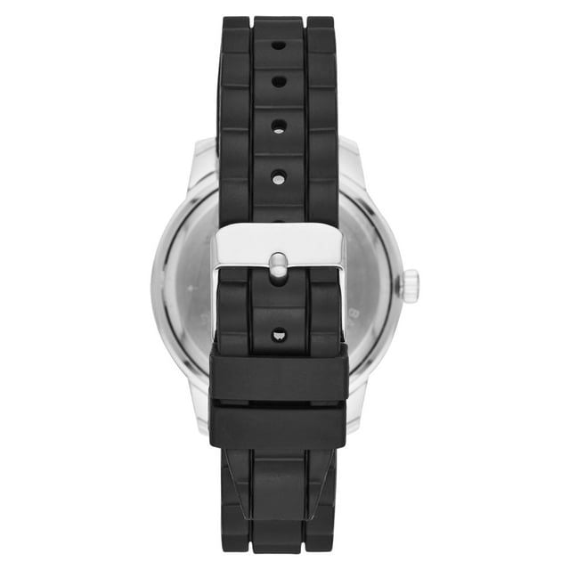 Time and Tru Women's Black Bezel Watch with Silicone Strap