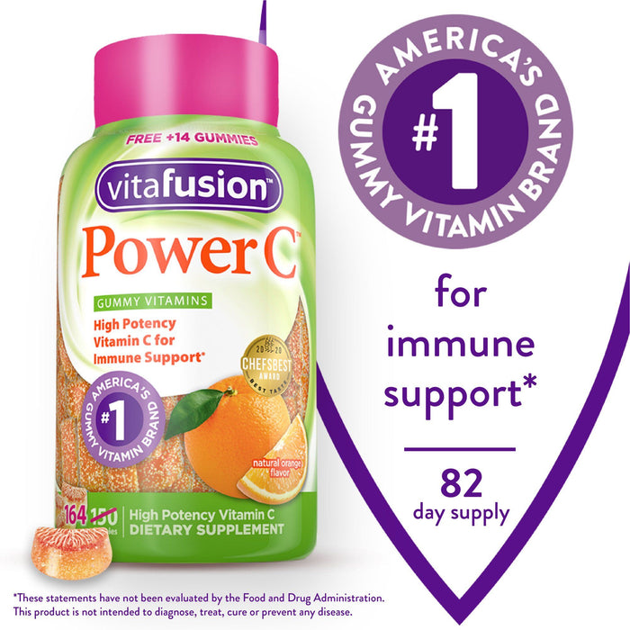 Vitafusion Power C Gummy Vitamin for Immune Support; Orange Flavor; 164 Count