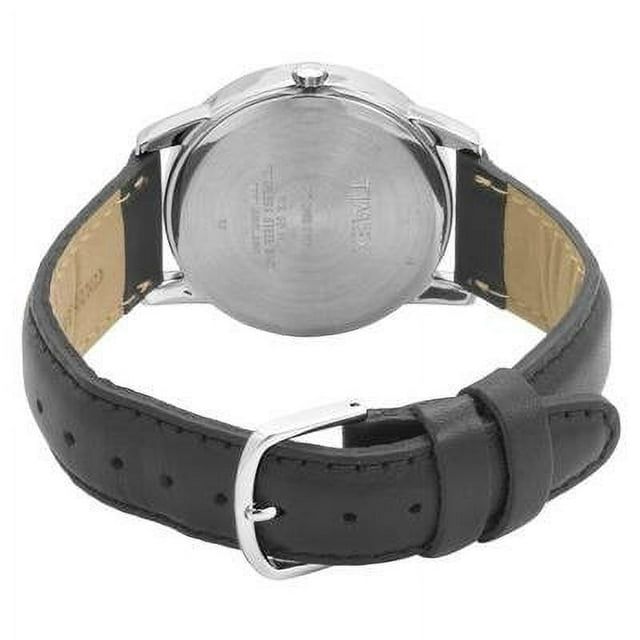 Timex Men's Easy Reader Date Black/Silver/White 35mm Casual Watch, Leather Strap