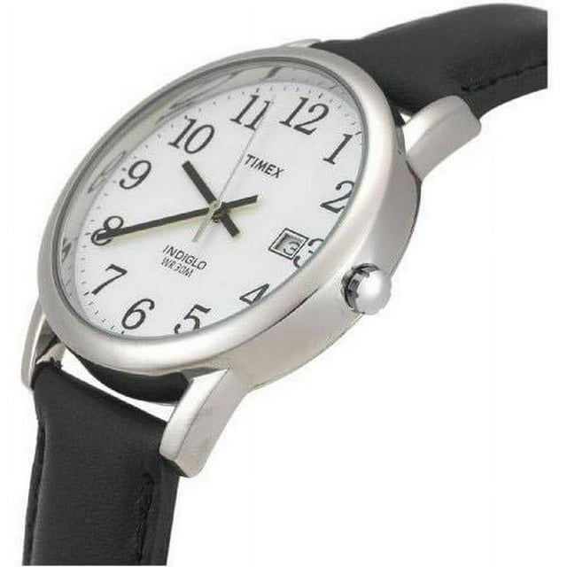 Timex Women's Easy Reader Date Black/Silver/White 25mm Casual Watch, Leather Strap