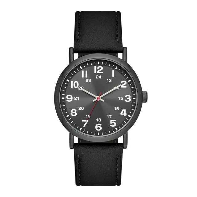 George Men's Watch: Gunmetal Tone Case, Black Easy Read Dial, Black Vegan Leather Band (FMDOGE046)