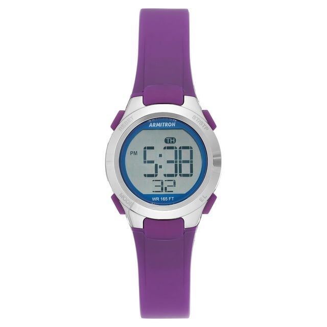 Armitron Unisex Purple Digital Sport Watch with Silicone Band