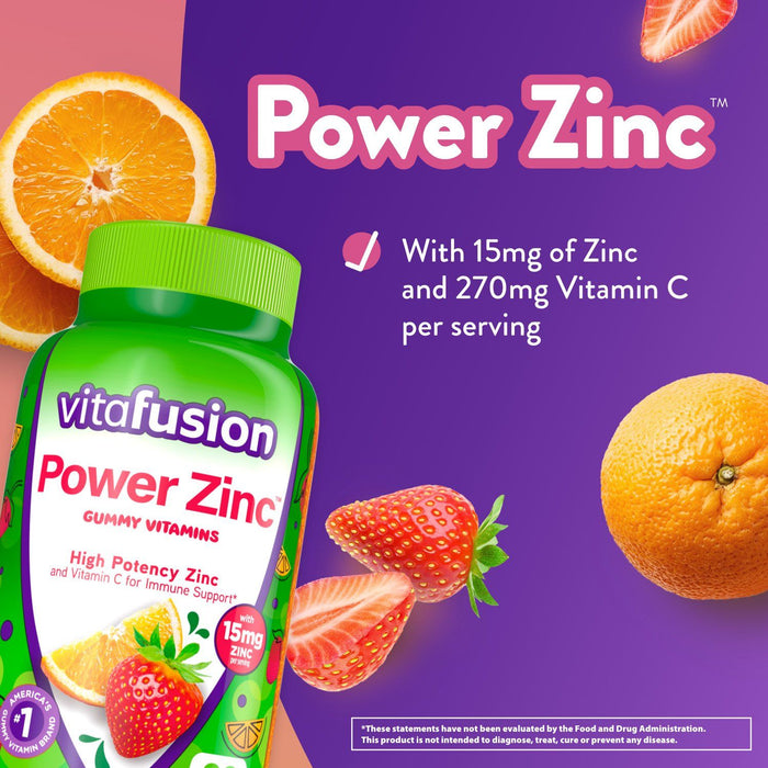 Vitafusion Power Zinc Gummy Vitamins; Strawberry Tangerine Flavored; 90 Count