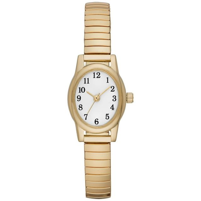 Time and Tru Women's Gold Tone Oval Watch with Expansion Strap